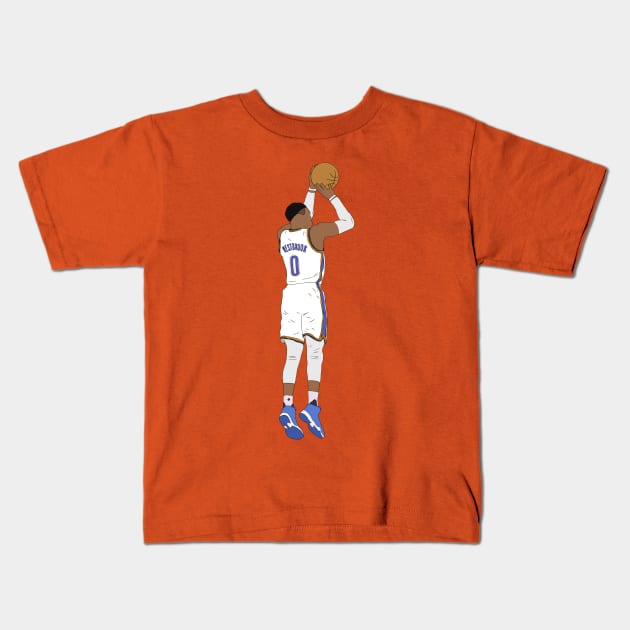 Russell Westbrook Jumpshot Kids T-Shirt by rattraptees